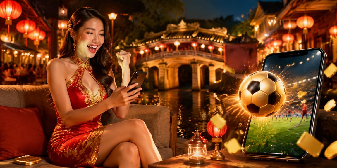 Khung cảnh chợ đêm Hội An với người xem phân tích bóng đá và tỷ lệ cá cược